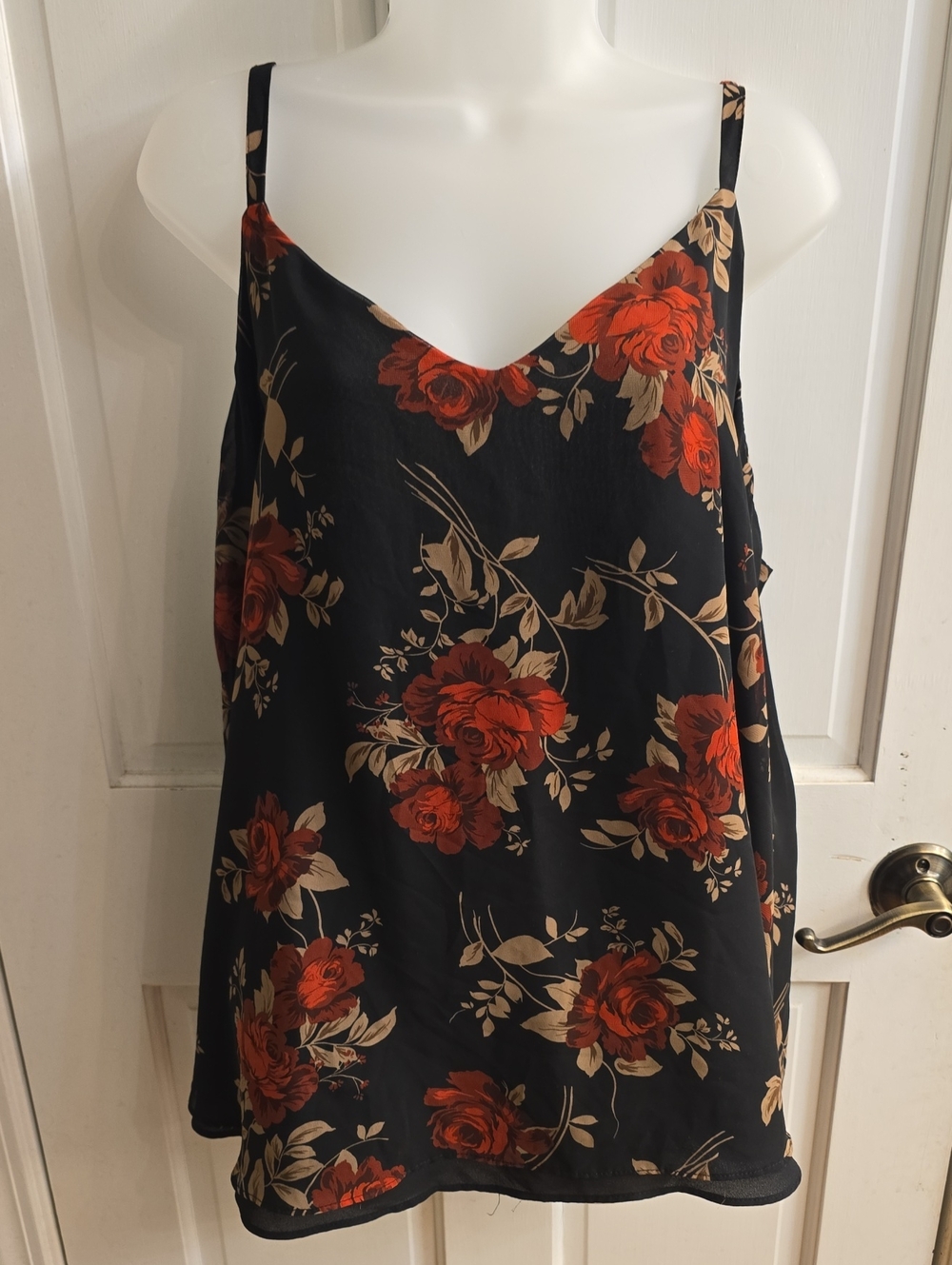 torrid Black Floral Cami with Red Rose Print